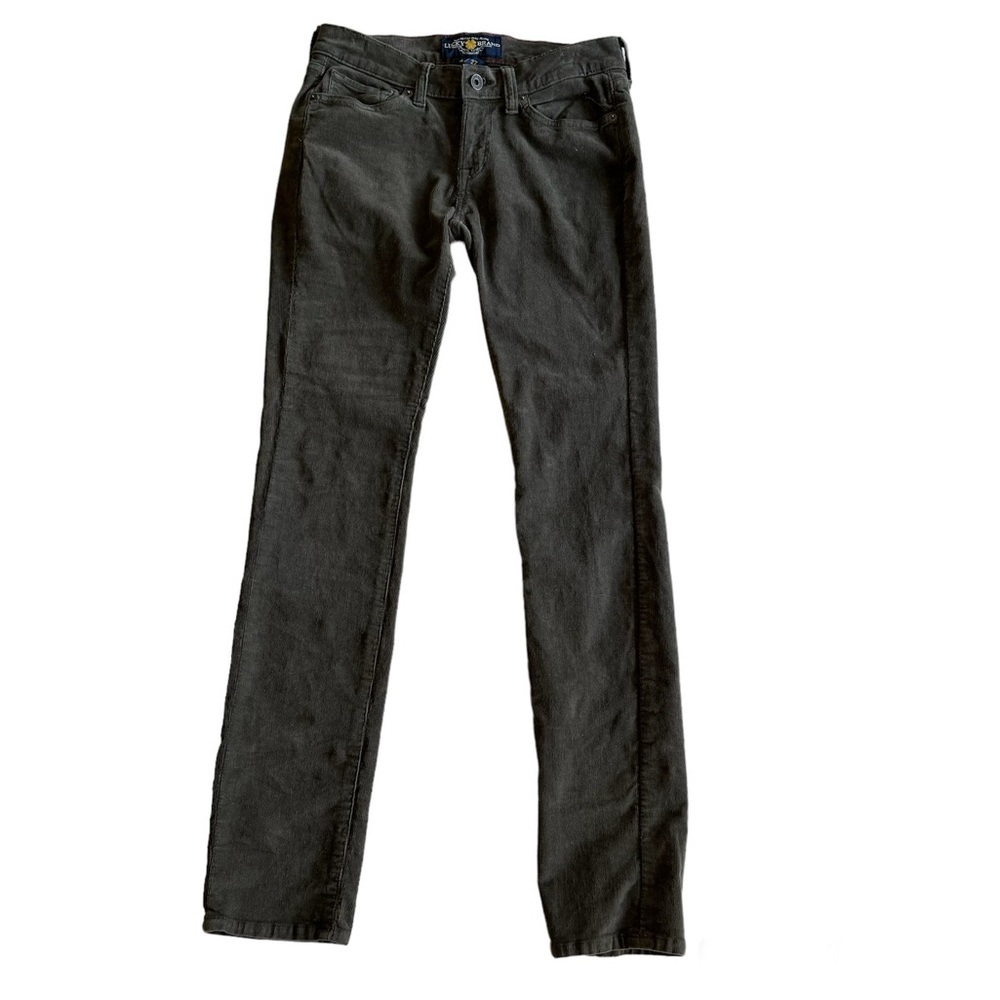 Lucky Brand Charlie Skinny Corduroy Olive Green Pants Size 27